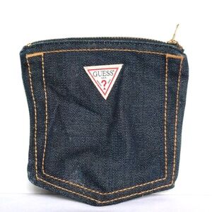 GUESS Vintage Blue Jean Denim Pocket Coin Purse Pouch Zippered Wallet